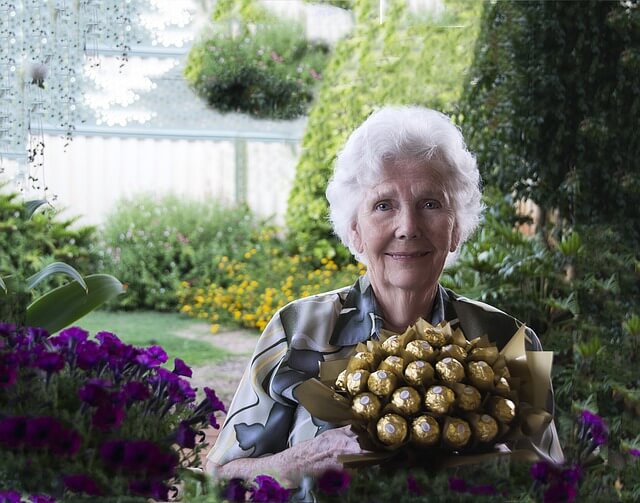 woman with chocolate bouquet